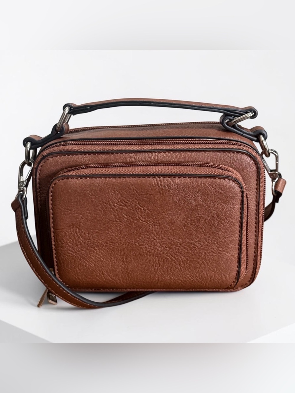 NWOT K. Carroll Kelsey Camel Brown Vegan Leather Crossbody Bag! NEW!